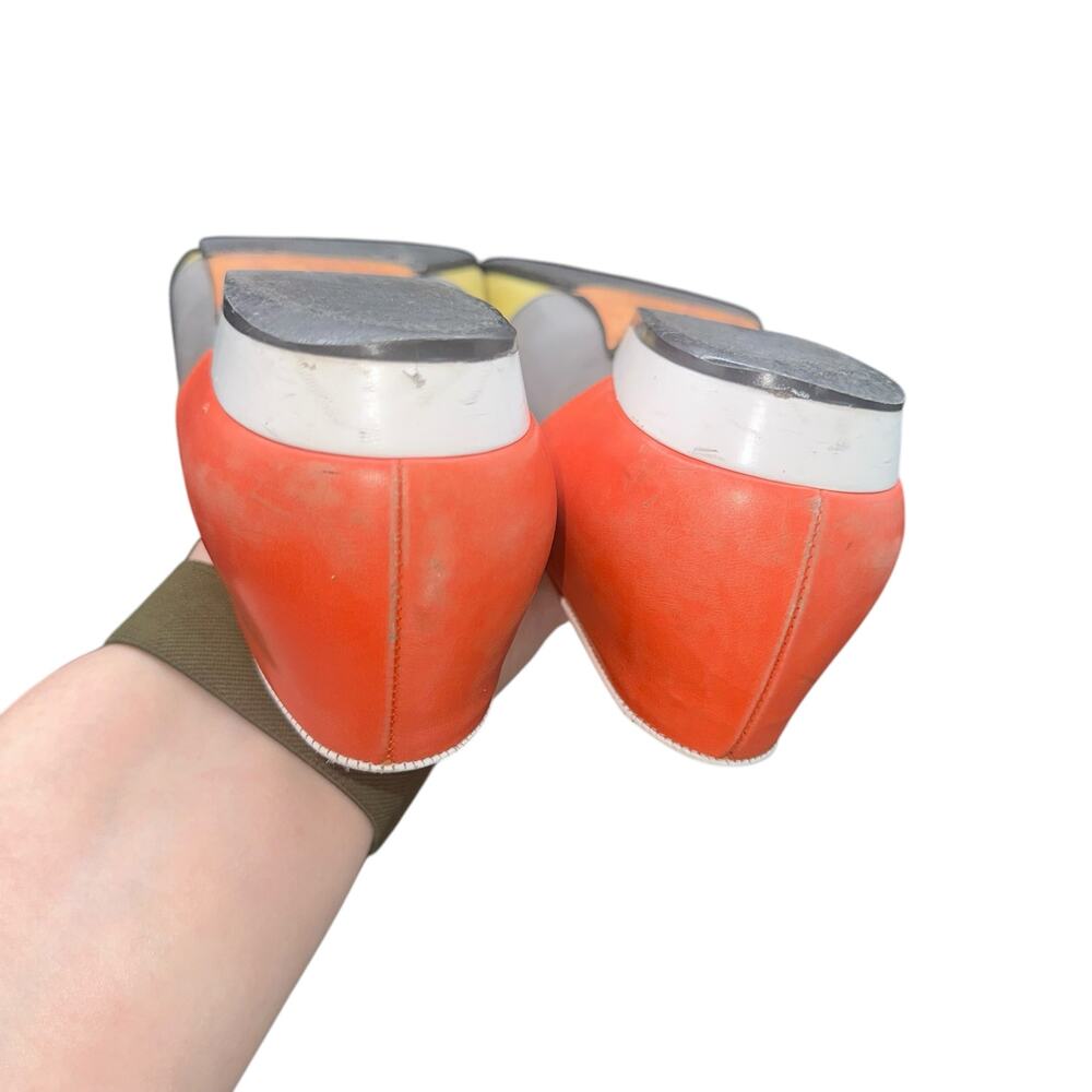 Salvatore Ferragamo Colorblock Leather Ballet Flats Orange Yellow Lilac 8 B - Picture 8 of 15